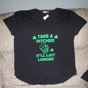 Black T-Shirt with Green Graphic St Patricks Day